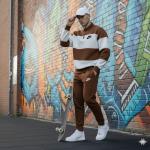 Ensemble Survêtement Marron Bicolore en Molleton Gratté - Confort & Style